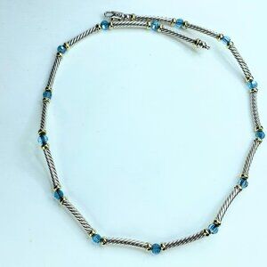 JR9832 David Yurman Hampton Cable Station Topaz in 18K/Sterling 925 17.5" 21.2g